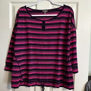 Drawstring stripe tunic